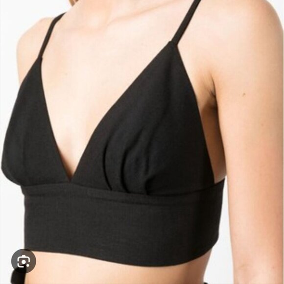 Sandro Paris Black Elegant V Neck Triangle Crop Top - Size 3 M/Large (8-10) NWT - Picture 2 of 11